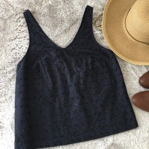 A New Day Navy Eyelet Sleeveless Top XS